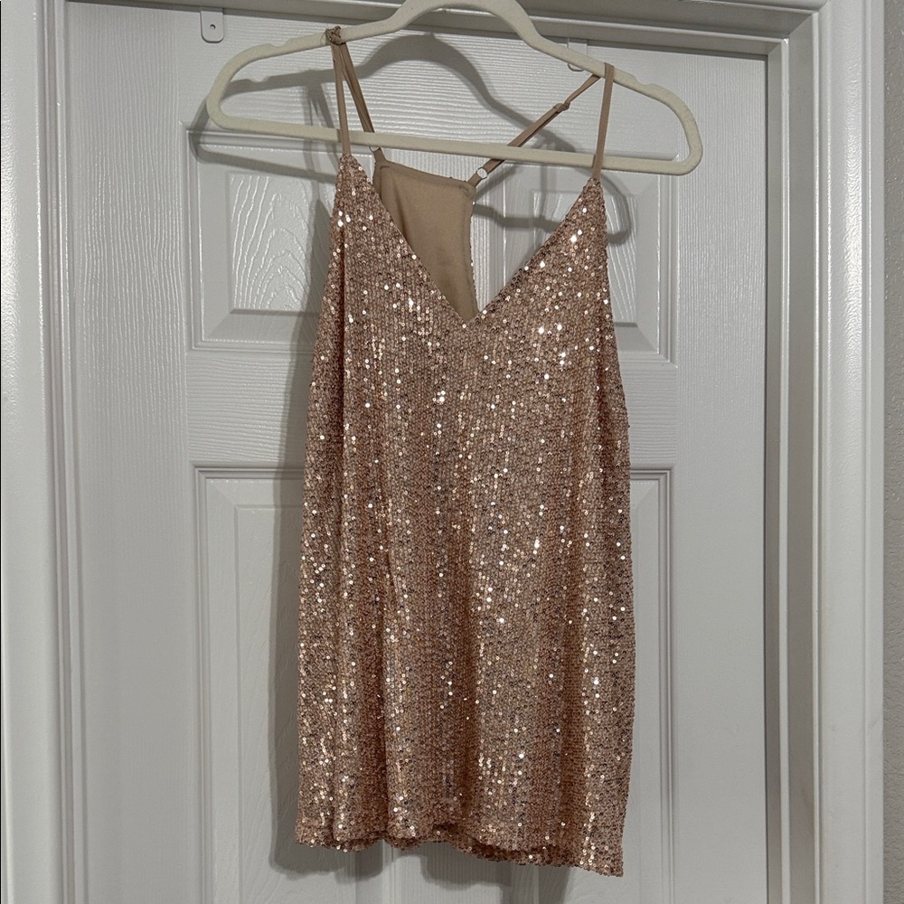 Buckle Shimmering Rose Gold Tank Top